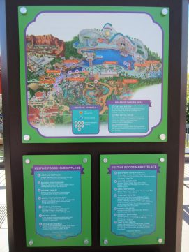 Menu board and map of the Festival of Holidays event