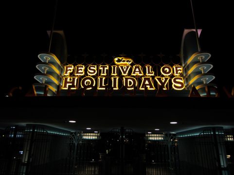 Festival of Holidays sign at night looks beautiful