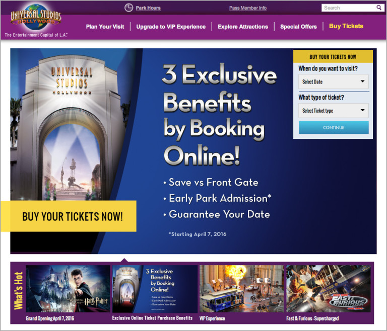 Universal Studios Hollywood Introduces EZ Rez, Online Ticket