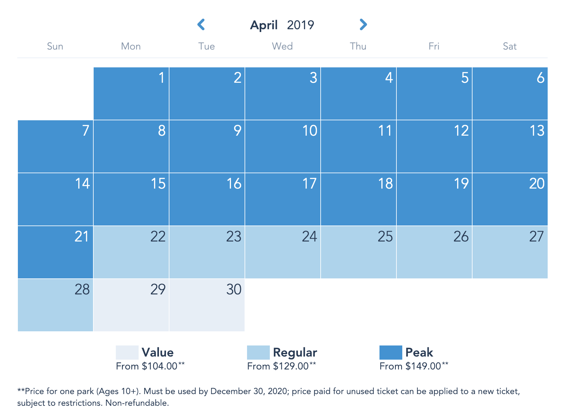 Disneyland Resort Prices - April