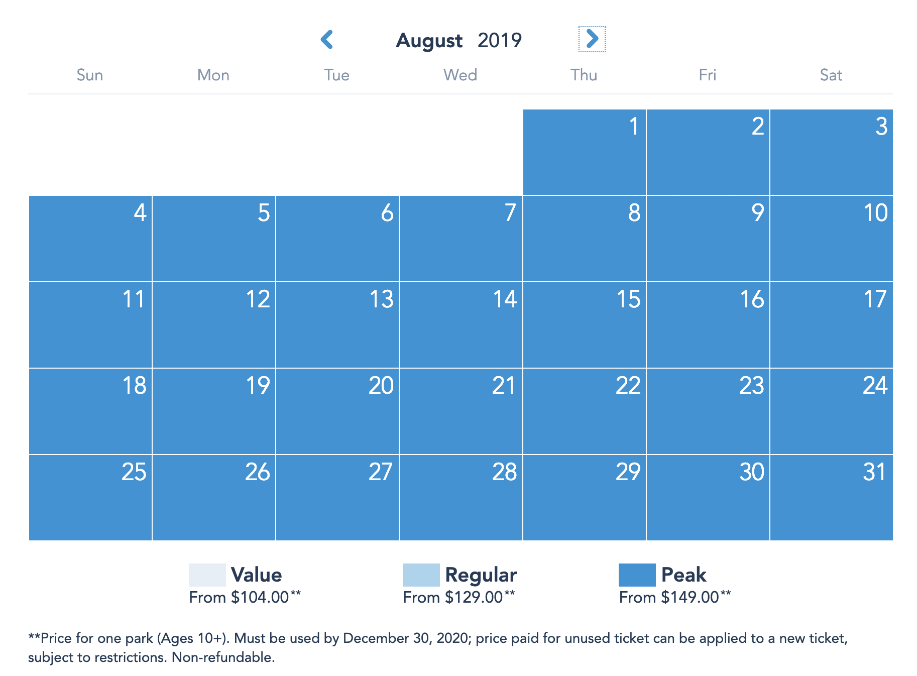 Disneyland Resort Prices - August